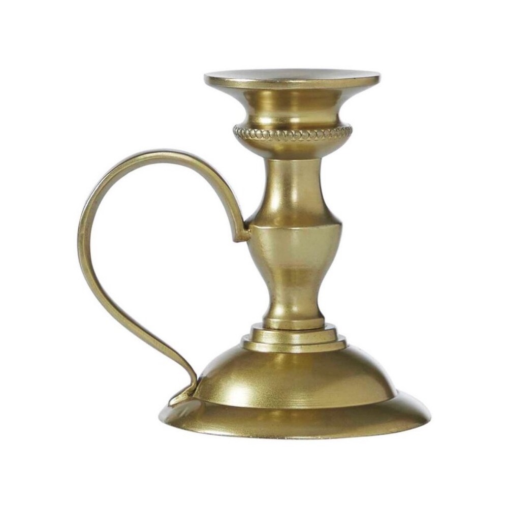 My Texas House 4.5" Gold Metal Taper Candle Holder with Handle